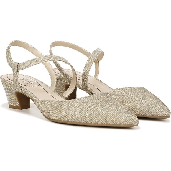 LifeStride Womens Gold Shimmer Patent Polyurethane Pointed Closed Toe Pump - Picture 7 of 9